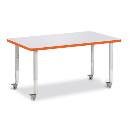 Jonti-Craft Berries Rectangle Activity Table, 30 in. x 48 in., Mobile, Freckled Gray/Orange/Gray 6473JCM114